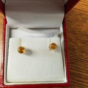 Yellow Citrine Stud Earrings